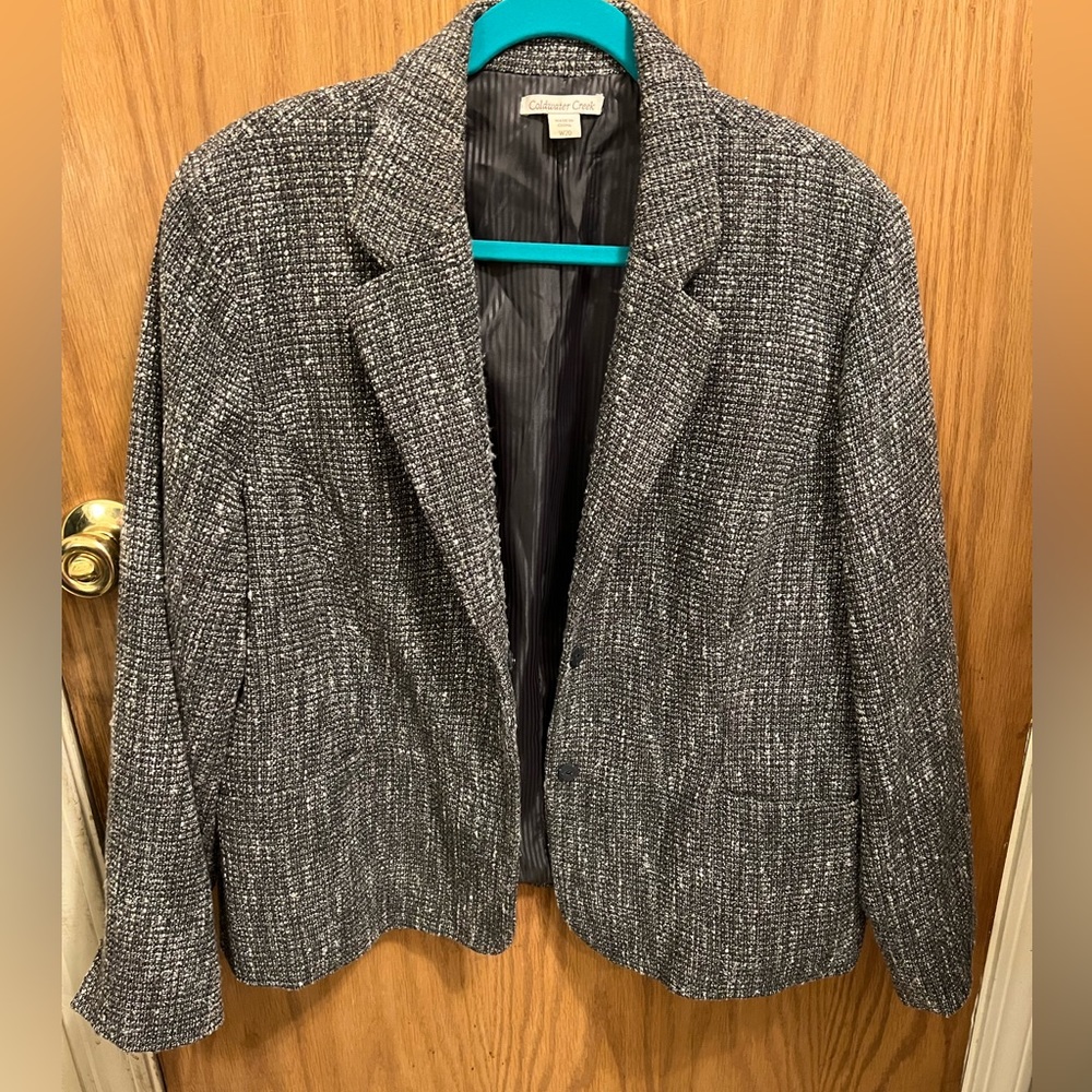 Coldwater Creek silver-threaded Gray Tweed dress jacket